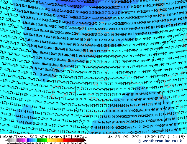 Hoogte/Temp. 500 hPa 557ww ma 23.09.2024 12 UTC