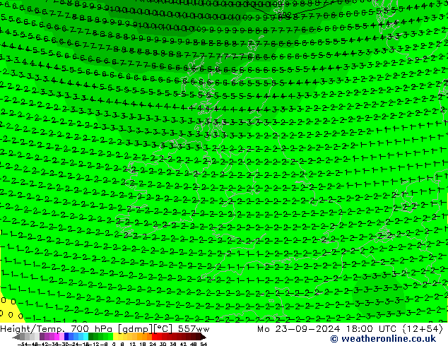 Yükseklik/Sıc. 700 hPa 557ww Pzt 23.09.2024 18 UTC