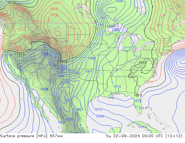 Surface pressure 557ww Su 22.09.2024 00 UTC