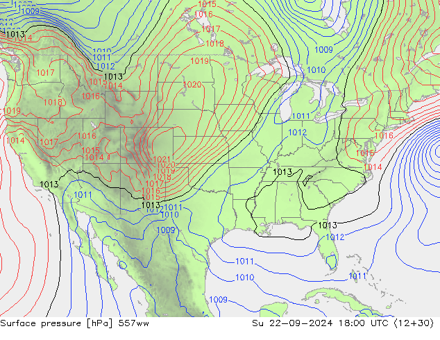 приземное давление 557ww Вс 22.09.2024 18 UTC