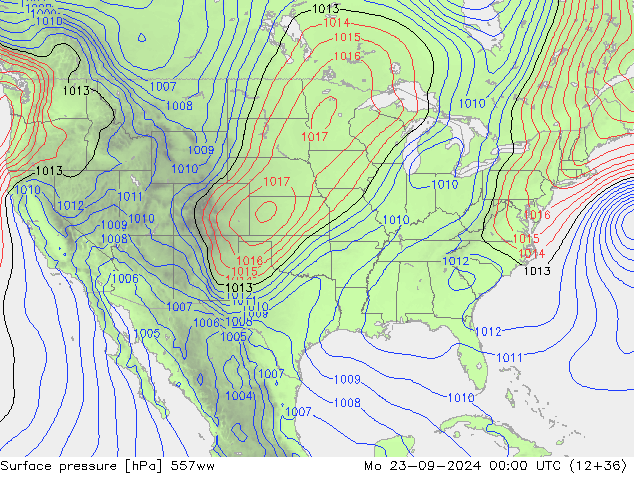 Surface pressure 557ww Mo 23.09.2024 00 UTC