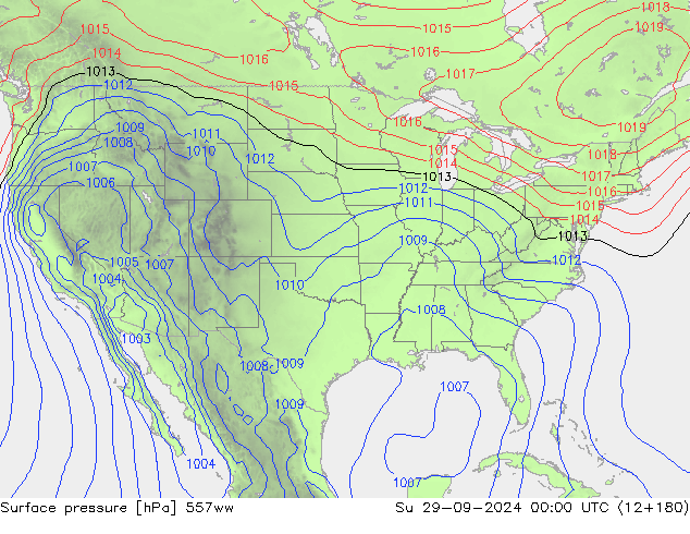 Luchtdruk (Grond) 557ww zo 29.09.2024 00 UTC
