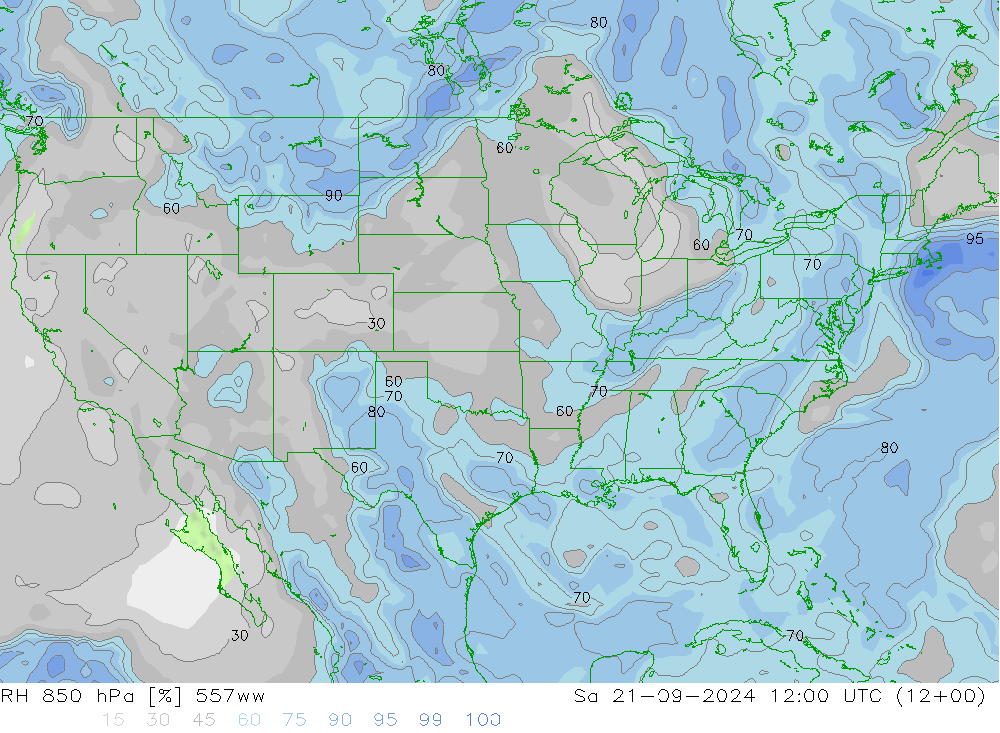 RV 850 hPa 557ww za 21.09.2024 12 UTC