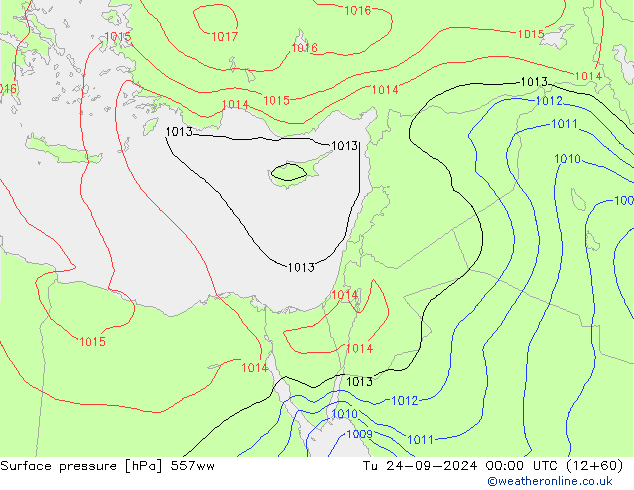 Luchtdruk (Grond) 557ww di 24.09.2024 00 UTC