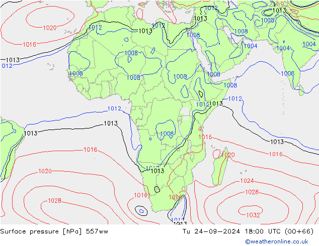 Surface pressure 557ww Tu 24.09.2024 18 UTC