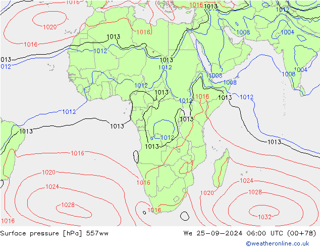 Atmosférický tlak 557ww St 25.09.2024 06 UTC