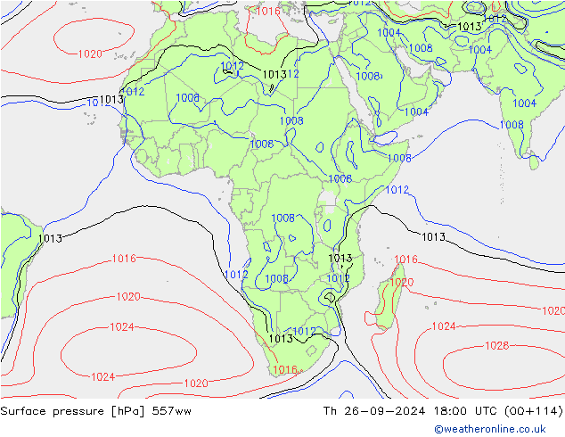 Surface pressure 557ww Th 26.09.2024 18 UTC