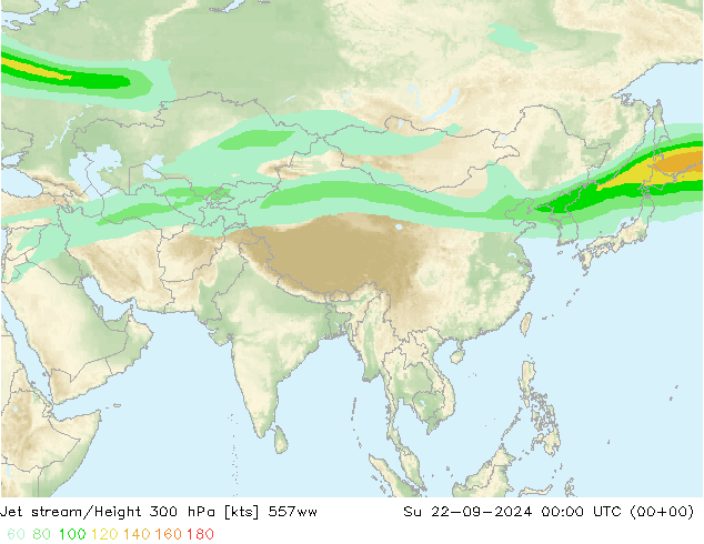 Jet stream/Height 300 hPa 557ww Su 22.09.2024 00 UTC