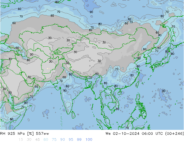 RH 925 гПа 557ww ср 02.10.2024 06 UTC