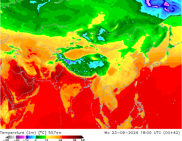 Temperatura (2m) 557ww Seg 23.09.2024 18 UTC