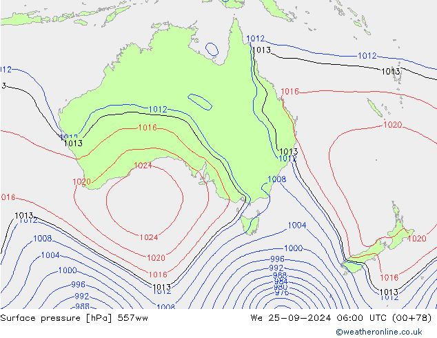 Surface pressure 557ww We 25.09.2024 06 UTC