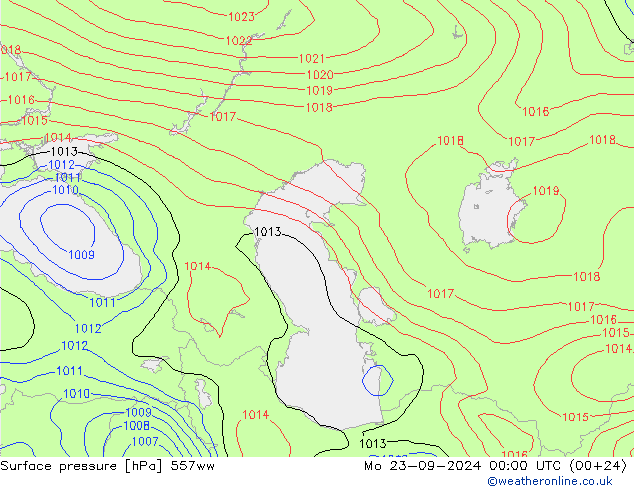 Luchtdruk (Grond) 557ww ma 23.09.2024 00 UTC