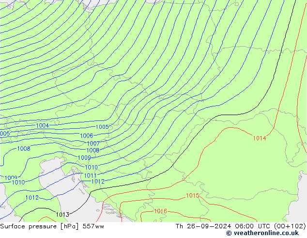 Atmosférický tlak 557ww Čt 26.09.2024 06 UTC