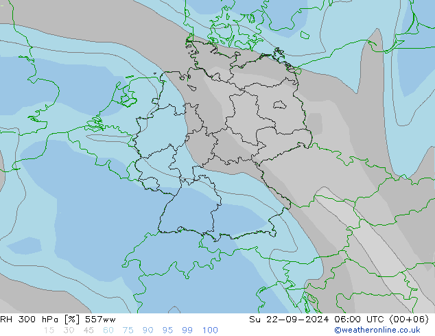 RH 300 hPa 557ww Su 22.09.2024 06 UTC