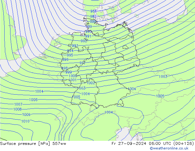 Luchtdruk (Grond) 557ww vr 27.09.2024 06 UTC