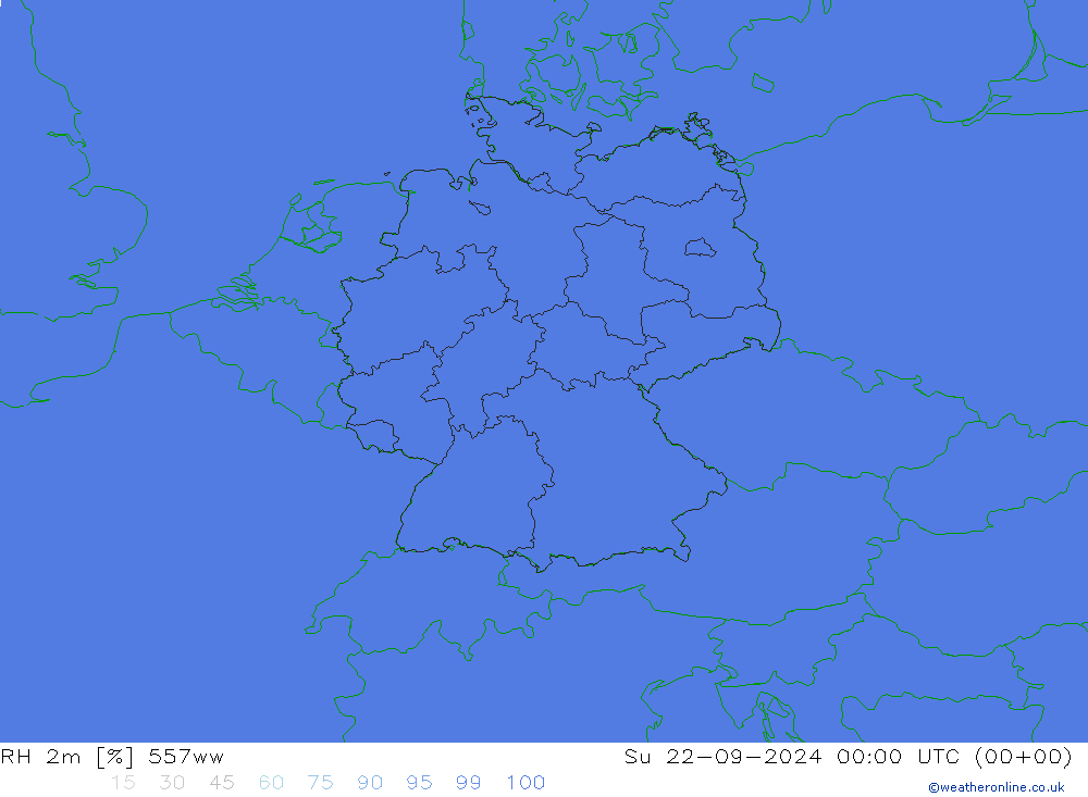 RH 2m 557ww 星期日 22.09.2024 00 UTC