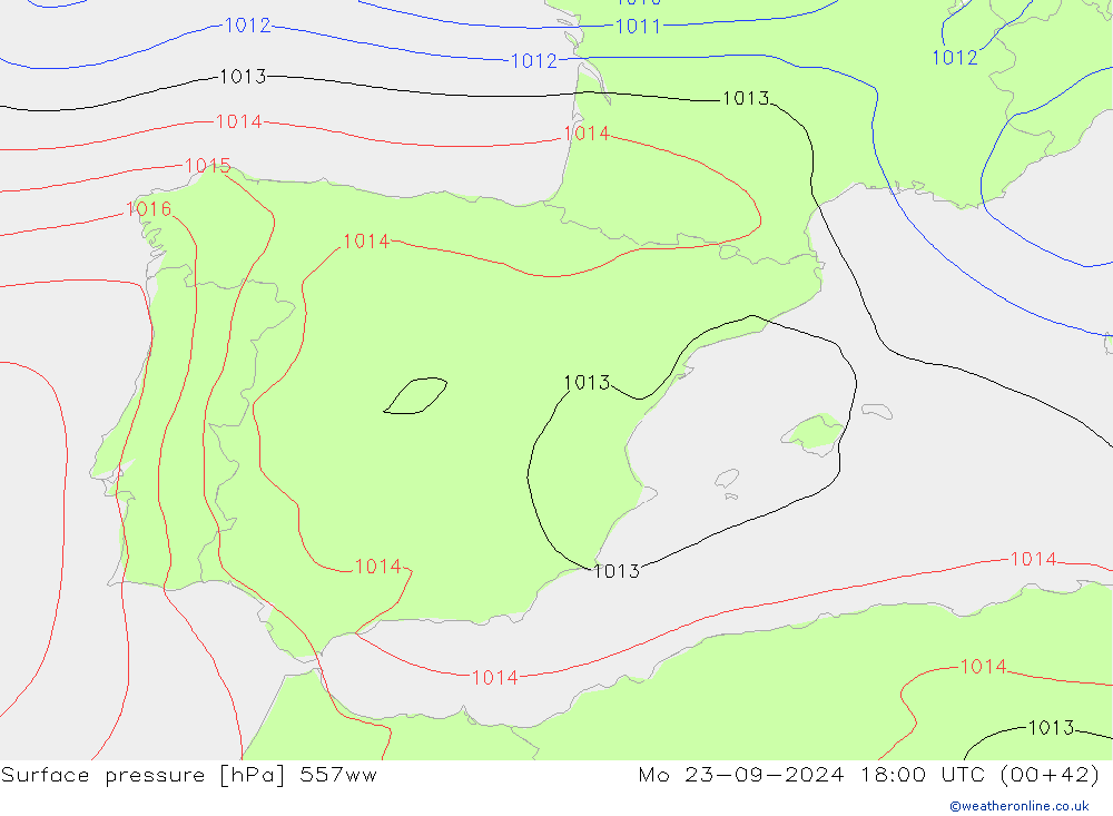 Luchtdruk (Grond) 557ww ma 23.09.2024 18 UTC