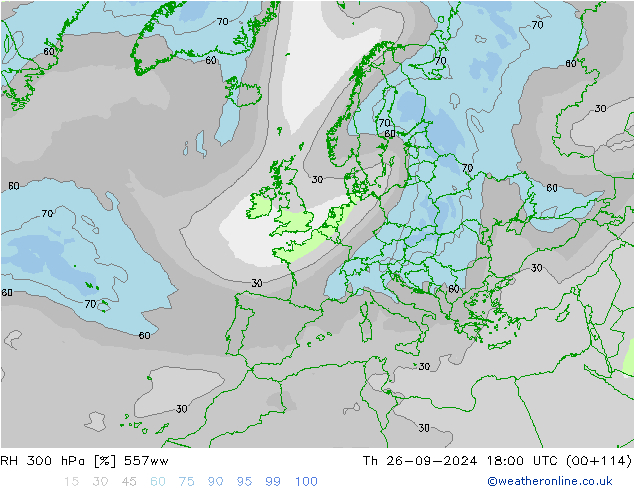 RH 300 hPa 557ww gio 26.09.2024 18 UTC