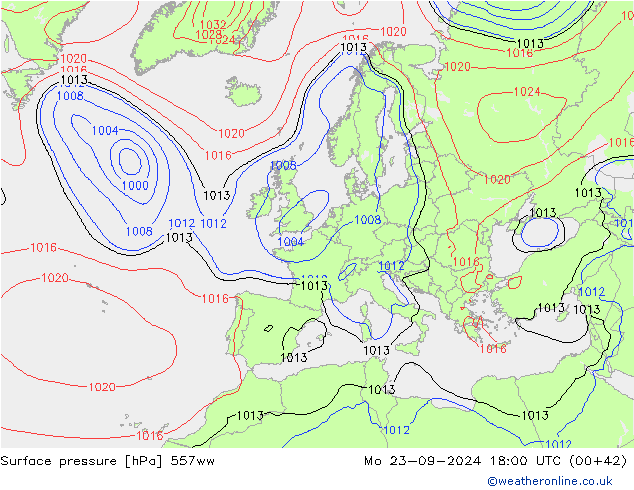 Surface pressure 557ww Mo 23.09.2024 18 UTC