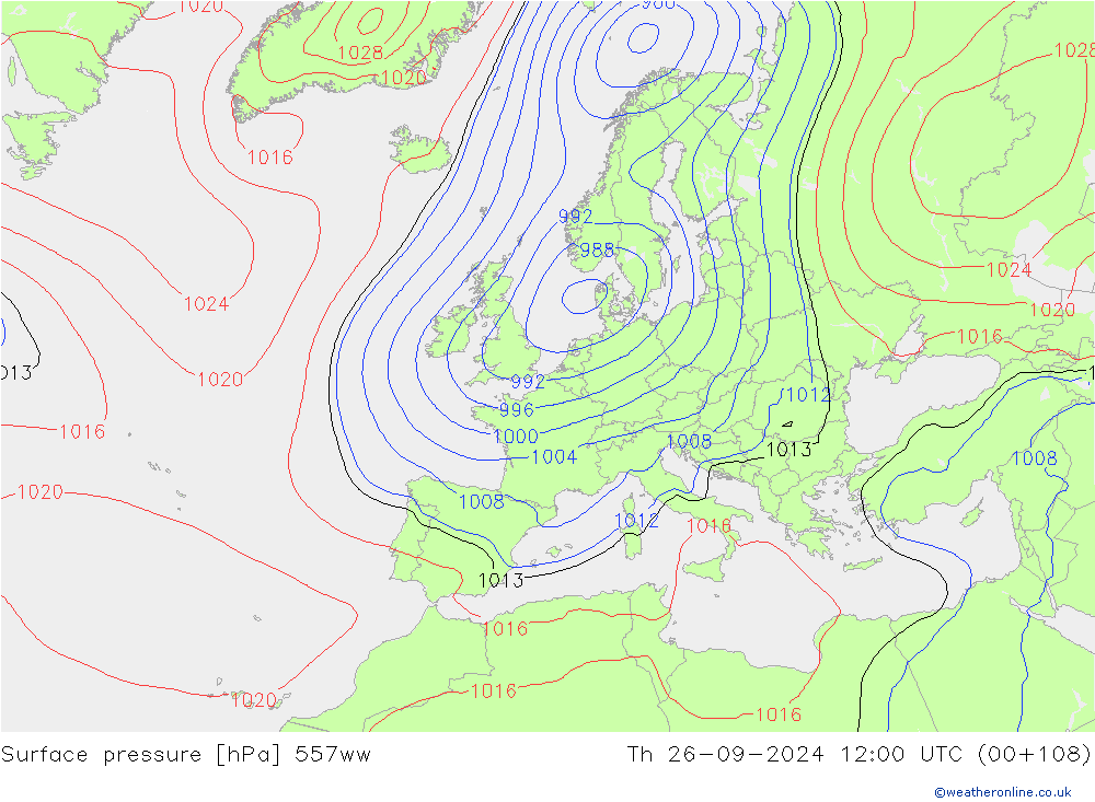 Luchtdruk (Grond) 557ww do 26.09.2024 12 UTC