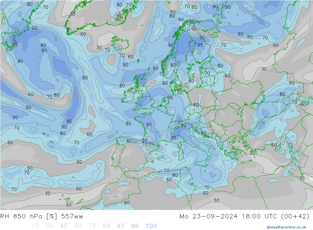 RH 850 hPa 557ww Seg 23.09.2024 18 UTC