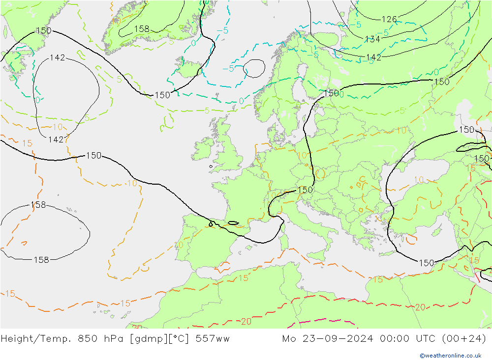 Height/Temp. 850 hPa 557ww lun 23.09.2024 00 UTC