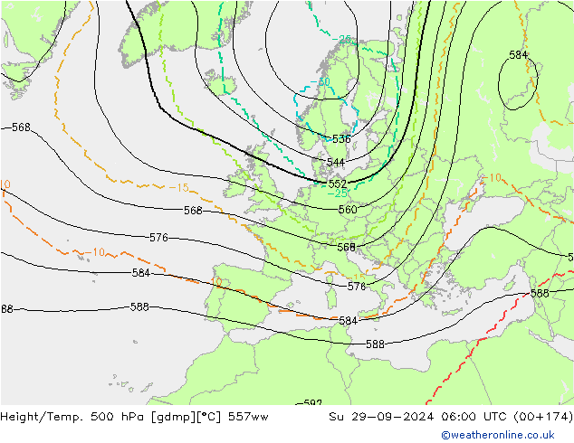 Géop./Temp. 500 hPa 557ww dim 29.09.2024 06 UTC