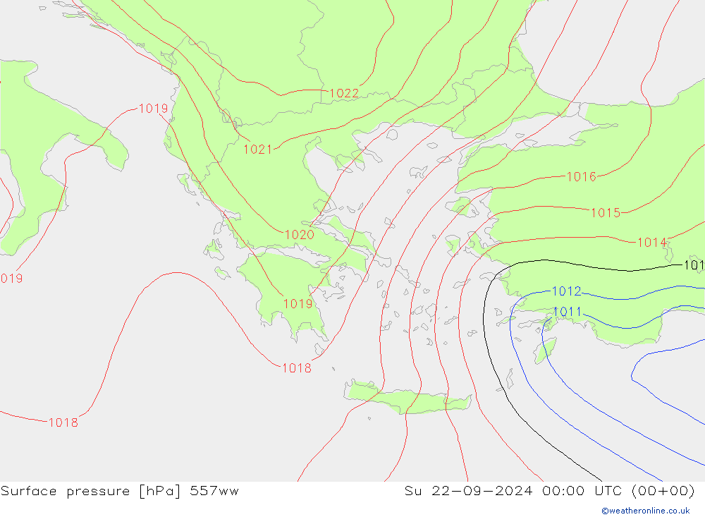 Surface pressure 557ww Su 22.09.2024 00 UTC