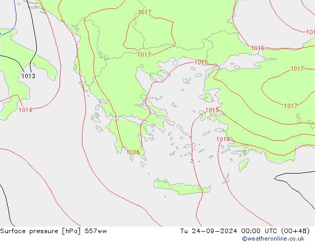 Atmosférický tlak 557ww Út 24.09.2024 00 UTC