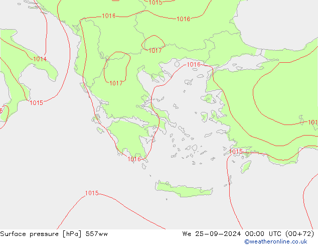 Atmosférický tlak 557ww St 25.09.2024 00 UTC