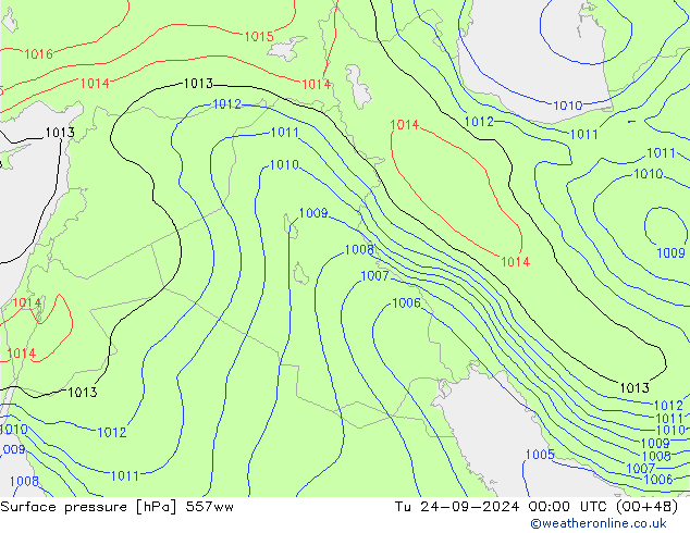 Yer basıncı 557ww Sa 24.09.2024 00 UTC