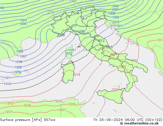 Surface pressure 557ww Th 26.09.2024 06 UTC