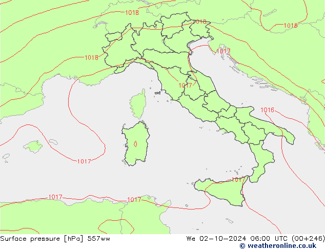 Yer basıncı 557ww Çar 02.10.2024 06 UTC