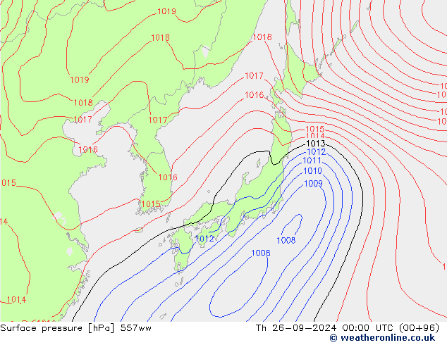 Atmosférický tlak 557ww Čt 26.09.2024 00 UTC