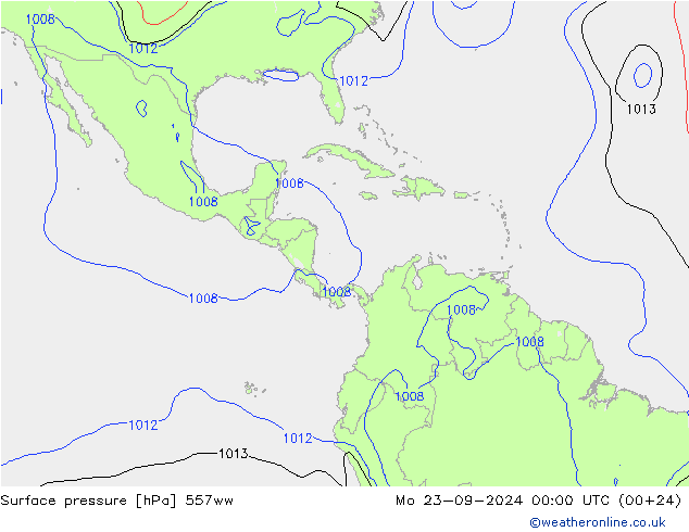 Surface pressure 557ww Mo 23.09.2024 00 UTC