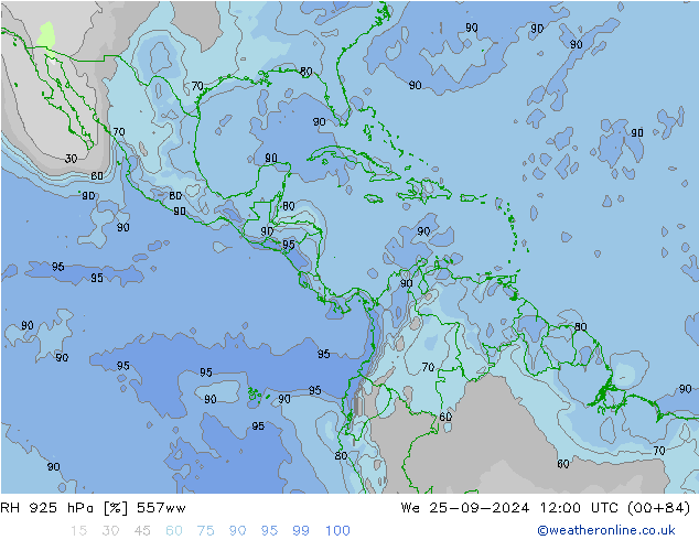 RH 925 hPa 557ww Qua 25.09.2024 12 UTC