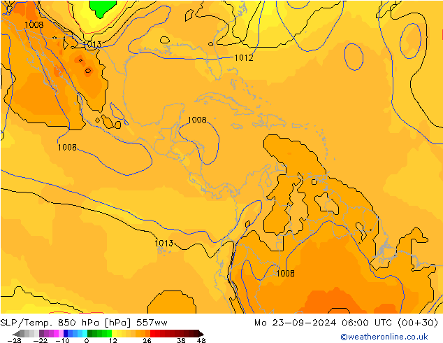 SLP/Temp. 850 hPa 557ww Mo 23.09.2024 06 UTC