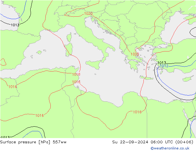 Yer basıncı 557ww Paz 22.09.2024 06 UTC