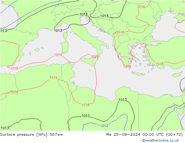 приземное давление 557ww ср 25.09.2024 00 UTC