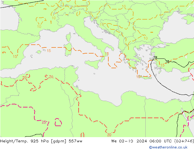 Height/Temp. 925 hPa 557ww Qua 02.10.2024 06 UTC