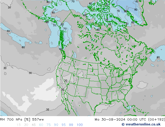 700 hPa Nispi Nem 557ww Pzt 30.09.2024 00 UTC