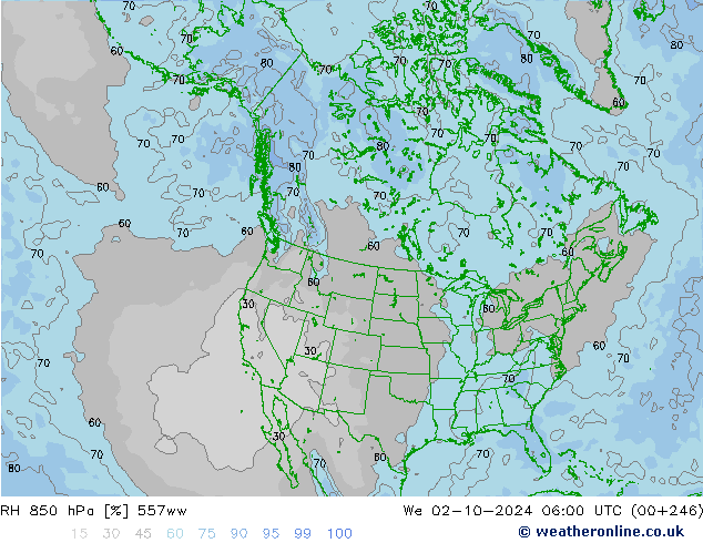 RH 850 hPa 557ww Mi 02.10.2024 06 UTC