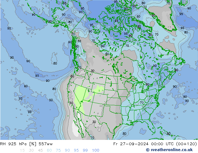 RH 925 hPa 557ww Fr 27.09.2024 00 UTC