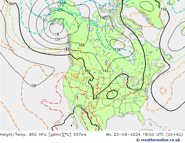 Height/Temp. 850 hPa 557ww Mo 23.09.2024 18 UTC