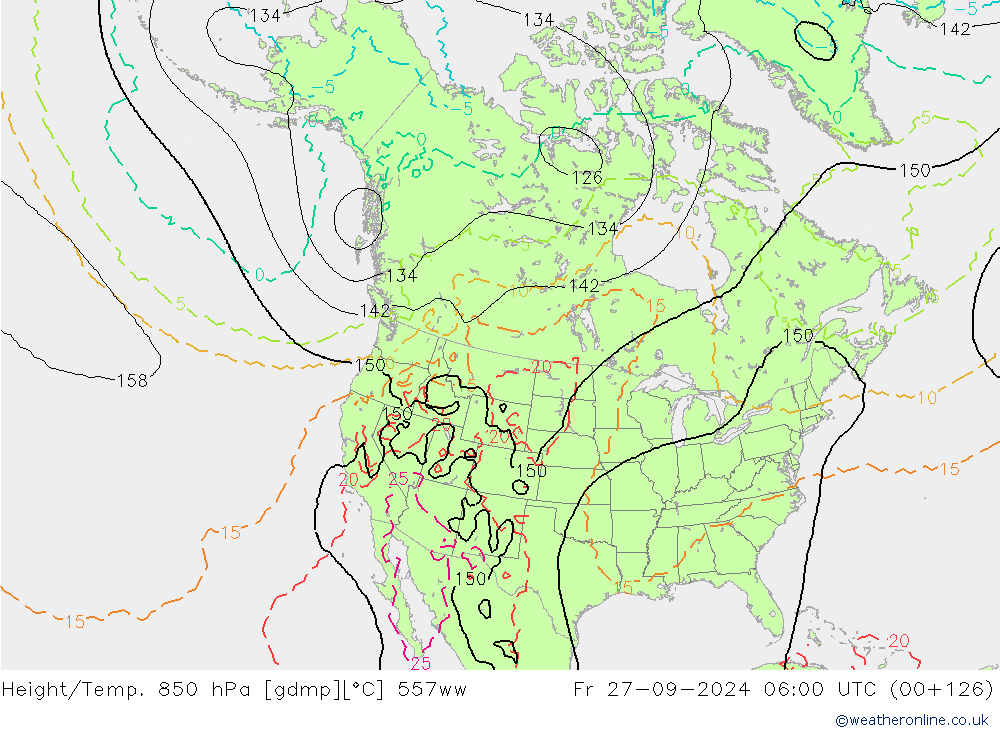 Height/Temp. 850 hPa 557ww Pá 27.09.2024 06 UTC