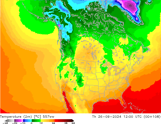 Temperature (2m) 557ww Čt 26.09.2024 12 UTC