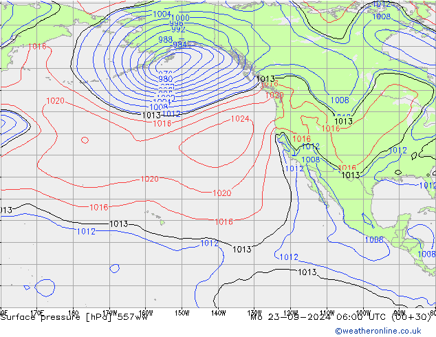 Surface pressure 557ww Mo 23.09.2024 06 UTC