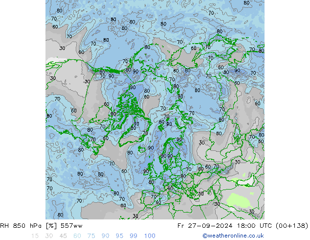 RH 850 hPa 557ww ven 27.09.2024 18 UTC