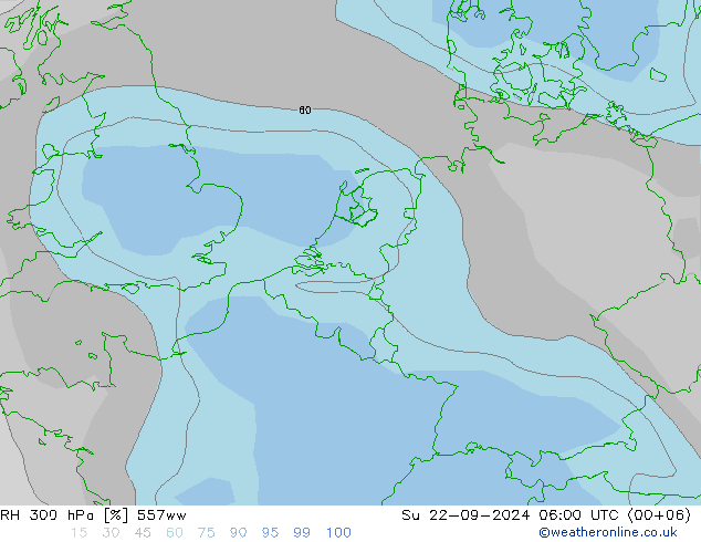 RH 300 гПа 557ww Вс 22.09.2024 06 UTC