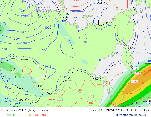 Jet stream/SLP 557ww Su 22.09.2024 12 UTC